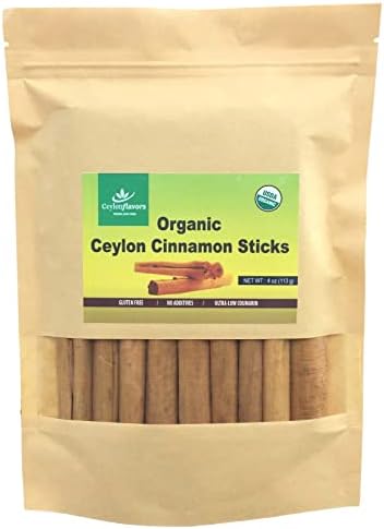 Organic Ceylon Cinnamon sticks 3" (4 oz)