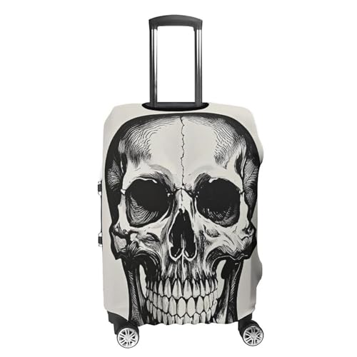 Black Skull Pattern Luggage Cover, Elastic Luggage Protector Fits 19-32in Suitcases, Washable & Anti-Scratch Suitcase Cover for Men Women XL4