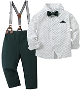 DISAUR Boy Suits Boys Wedding Outfit Dress Shirt with Bowtie/Suspender Pants for Formal Occasion ...