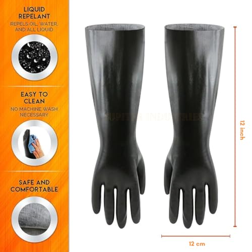 Image of Latex Water Resistant Dishwashing Silicon Rubber for Cleaning Utensils in Kitchen Gloves - Yellow - Pack of 1