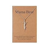 Lcherry Mama Bear Cross Necklace for Women Mama Bear Pendant Necklace Mother's Day Jewelry Religious Gifts