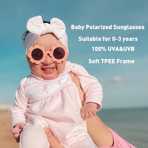 Ages 0-24 Months Newborn Flexible Baby Polarized Flower Sunglasses with Strap Bendable Frame for Infant Boys Girls4