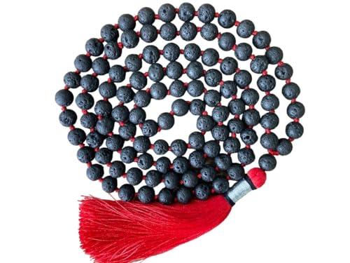 Perles de prière Japa Mala en pierre de lave pour l'ancrage et la paix intérieure