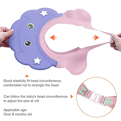 Image of 2 Pcs Baby Shower Cap Adjustable Girls Boys Hair Washing Shield Waterproof Ear Protective Shampoo Hat Soft Bath Head Cap Visor