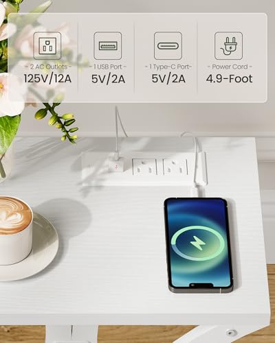 Étagère de rangement avec station de charge CHOEZON table d'appoint blanche 2 niveaux - 5