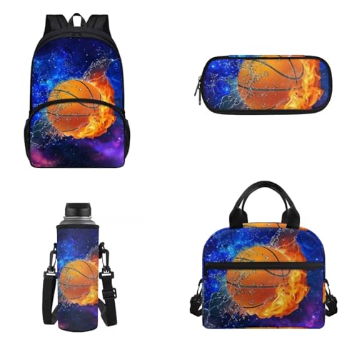 Set di 4 zaini per ragazze e ragazzi con borsa per il pranzo astuccio porta bottiglie dacqua Galaxy Basket Style Onesized Zaino per bambini