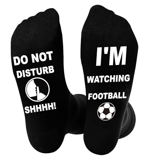 Niorasen Funny Socks for Men, Black Cotton Calf Socks - Thanksgiving Christmas Birthday Gifts, Novelty Gifts Ideas for Dad Grandad and Football Lovers, Size 6-11