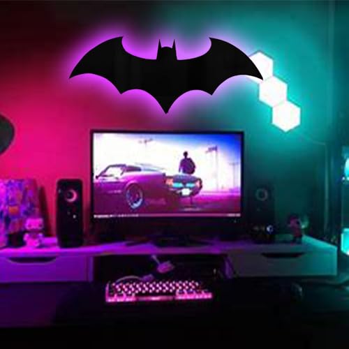 LED Bat Night Light Superhero Cool Signal Lamp with 16 Colors Remote Control Wall Sconce Acrylic Engraved Neon Sign LightDecor for Bedroom Party Room Wall (Black) - Image 4