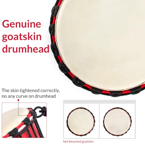 image for Djembes Drum AKLOT African Drum Hand-Painted 9.5'' x 20'' Mahogany Goa