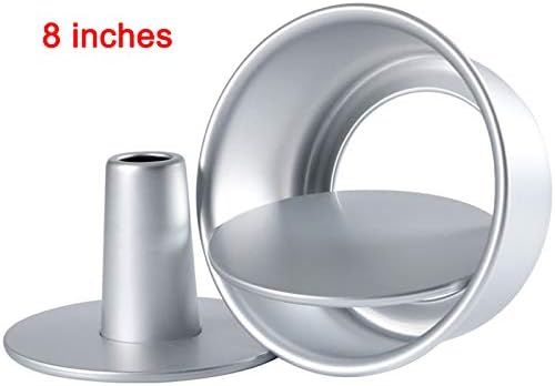 lzndeal Angel Food Cake Pan, 6/8 Inch Aluminum Alloy Round Hollow Chiffon Cake Mold Food Cake Pans Baking Mould with Removable Bottom for Kitchen, Non-Stick Chiffon Tube Pan