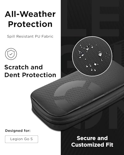 lenovo carrying case for legion go s gaming console protective storage bag case spill-resistant pu fabric secure storage for controllers console dock amp accessories black gamer accessories
