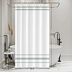 Cortinas Casas Modernas SDOTPMT 90x180cm Cortinas de baño Verdes y Blancas Cortinas clásicas Modernas Cortinas Rayas Verdes Casas Rurales Minimalistas Cortinas de baño bañera Cinturones Decorativos vinculados