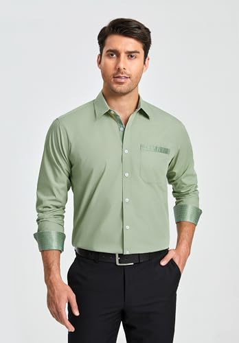 Enlision 305C Men's Slim Fit Long Sleeve Dress Shirt Button Down Collar Wrinkle Resistant Business Casual for Wedding Prom4