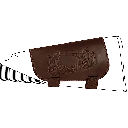 Bronzedog Genuine Leather Buttstock Ammo Holder Shotshell Carrier Hunting Ammo Pouch Shotgun Shell Cover 12 (16) Gauge Right Handed Black Brown (Brown) #TOP3