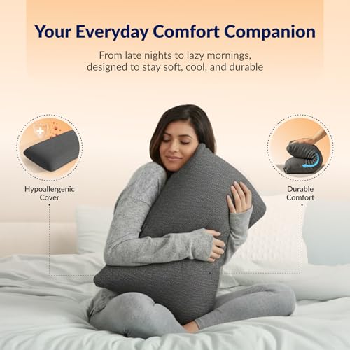Image of SleepyHug ReliefPLUS Pillow | Cooling Memory Foam for Deep Relief | Orthopedic Neck & Shoulder Support | 55x35x13 cm | Light Grey (Pack of 2)