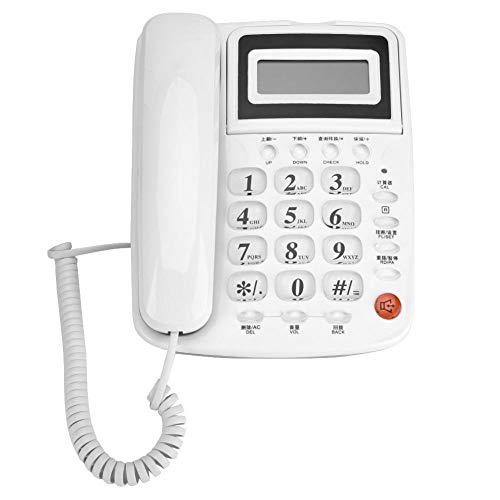 Corded Telephones Desktop Landline Telephone with Caller ID Display,Multifunctional Landline Telephone Battery-Free Loud Wired Telephone Corded Phones for Landline, for Home Office Market(White)