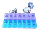 FHL 7 Day AM/PM Pill Organizer With Keychain Pill Box and Pocket Purse Case