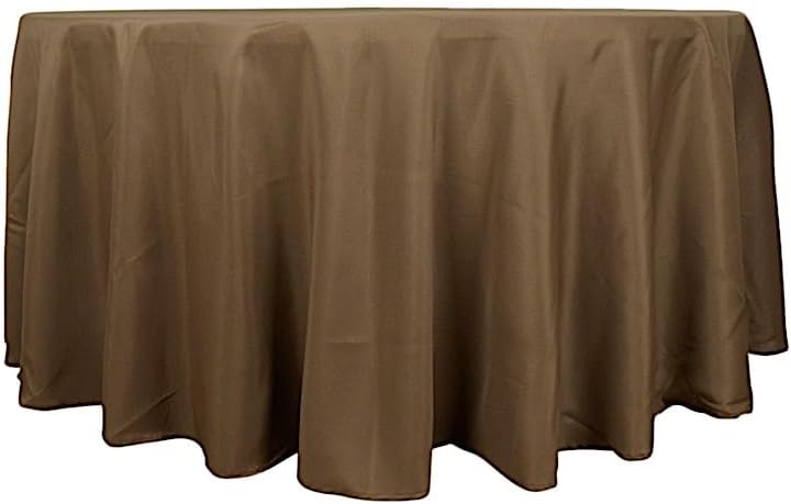 Miniatura 1 de 120 inch Taupe Round Washable Polyester Easy-Care Tablecloth for Indoor and Outdoor Bridal Shower Wedding Table Buffet Table Parties Events Kitchen