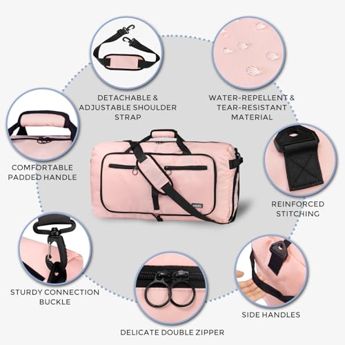 Image of Fmeida 65L Duffle Bag Foldable Travel Duffel Bags for Men Women Travel Bag | Shoes Compartment, 65L Large Capacity, Foldable, Packable, Water Repellent, Tear Resistant, for Traveling Gym Overnight Camp