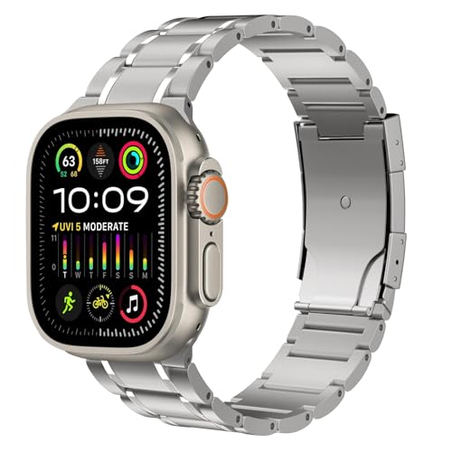 Image of MoKo Upgraded Titanium Watch Band, Compatible with Apple Watch Ultra 3 / Ultra 49mm, Replacement Strap for iWatch 46mm /45mm /44mm /42mm, Metal Band for Series 11 /10 /9 /8 /7 /6 /5 /4 /3 /2 /1 /SE3 /SE2 /SE