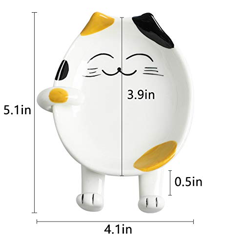 image for Jokooan Cute Cat Multifunction Ceramic Spoon Rest for Kitchen, Cooking