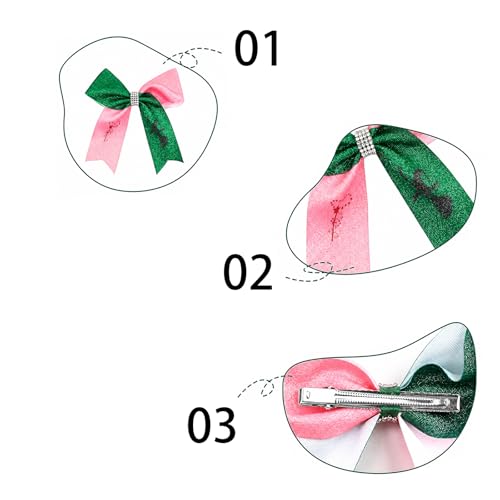2 Pinzas de Pelo Bruja, Arcos Rosa y Verde, Halloween miniatura 3