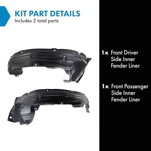 Image of TRQ Front Driver and Passenger Side Inner Fender Liner Set Compatible with 2012-2014 Honda CR-V