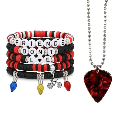Fortivae Stranger Friendship Bracelet and Necklace 6 Pcs Friends Dont Lie Armbänder Freundschafts Armbänder Stranger Bracelet and Necklace Jewelry para Fans Freunde und Liebhaber