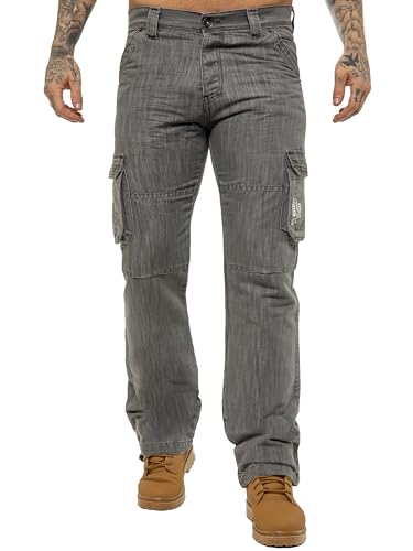 989Zé ENZO Mens Cargo Combat Jeans Loose Fit Casual Denim Pants3