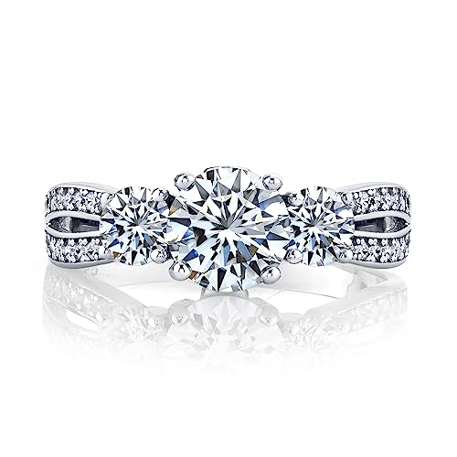 Metal Masters 1.50 Carat Round Cubic Zirconia Past, Present, Future Sterling Silver 925 Wedding Engagement Ring2