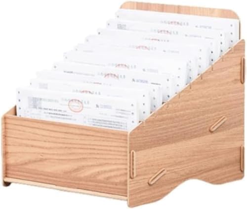 Stewlt 書類の分類と整理のためのマルチコンパートメント領収書保管ボックス 収納ボックス 書類トレー・レターケース ファイル収納 書類ケース 書類立て 収納ケース 取り外し可能 仕切り付きレシート収納ボックス 多セル札仕分けラック 卓上木製札入れ お札