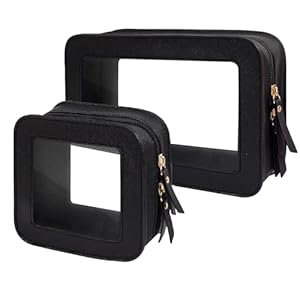 Clear Makeup Bag Set for Women, Travel Makeup Pouch Portable Waterproof Cosmetic Bags with Zipper Clear Toiletry Bag for Traveling Small Make up Pouch for Purse Mini Cosmetic Case Car Organizer Bag