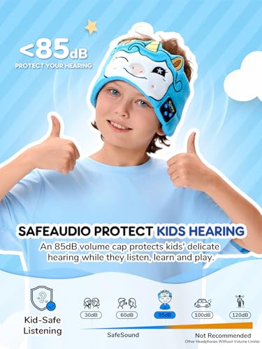 Image of Kids Headphones Headband Wireless, Bluetooth Headband Child Headphones with Thin Speakers & Wired Playback 3.5 MM Jack for Home /School /Travel /Airplane /Phone /Tablet