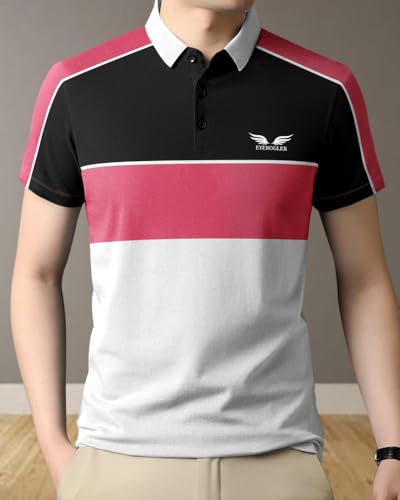 Image of Noble Monk Men's Cotton Blend Striped Regular Fit Polo Shirt