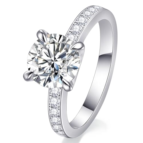 Moissanite Engagement & Wedding Ring in Silver & Gold