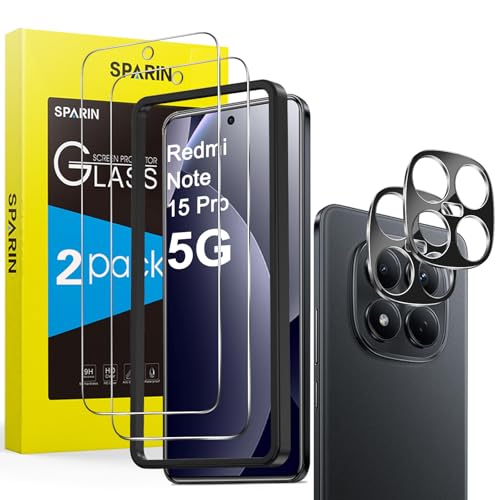 SPARIN 2+2 Stück Schutzfolie für Xiaomi Redmi Note 15 Pro 5G (Nicht 4G) Panzer Schutz Glas Displayschutzfolie und Kameraschutz mit Kamera Schutzfolie