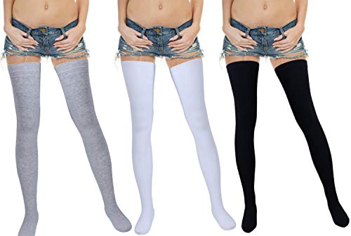 3 Paar lange Socken Baumwolle Oberschenkelhohe Socken Overknee Stiefel Strümpfe Cover