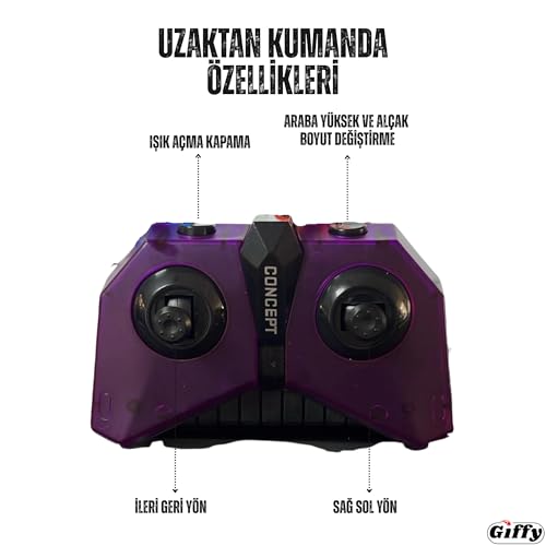Giffy/Oyuncak Uzaktan ve Bilek Kumandalı Şarjlı Led Işıklı Full Fonksiyon Akrobat Drift Aracı (Yeşil)