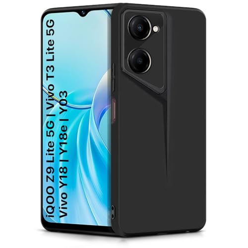 Image of WOW IMAGINE Slim Back Cover for iQOO Z9 Lite | Vivo T3 Lite 5G | Y18t | Y18 | Y18e | Y03 | Y28s | Blade Series Ultra Thin Case | Camera Protection | Soft Matte Silicone Flexible Mobile Case - Black