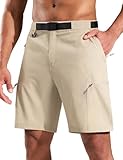 Haimont 9 Inch Mens Cargo Hiking Shorts Zipper Pockets Water Resistant Quick Dry Breathable Ripstop Travel Camping Khaki M