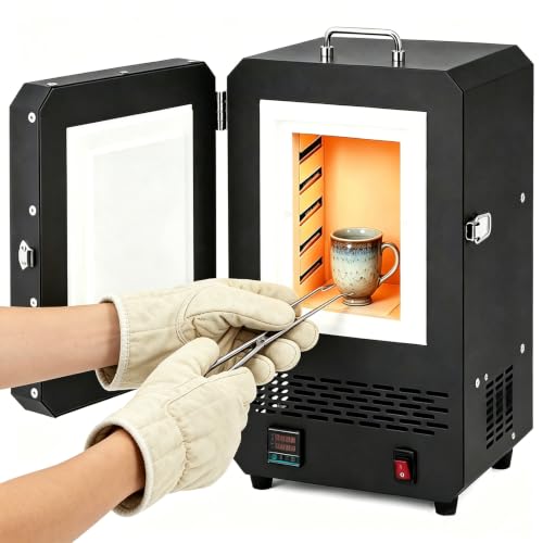 Garvee Electric Kiln 1500W Melting Furnace Max Temperature 2192/1200 Temperature Control Pottery Kiln for Jewelry Making Metal Casting Pottery Glazing and DIY Projects