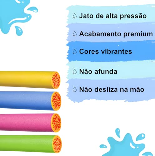 Pistola Lança Água Em Formato de Macarrão de Piscina Arminha Infantil 40 cm Brincadeira Ao Ar Livre