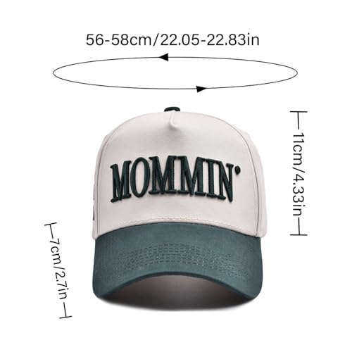 Image of Mommin Trucker Hat for Women Embroidered Mom Baseball Cap Adjustable Canvas Vintage Hat for Casual Wear