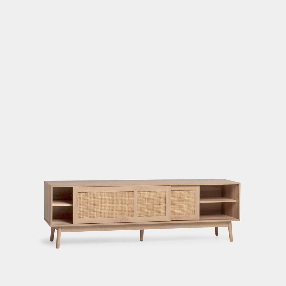 KLAST Mueble TV PB, melamina, ratán Natural Color Natural 56 cm x 180 cm