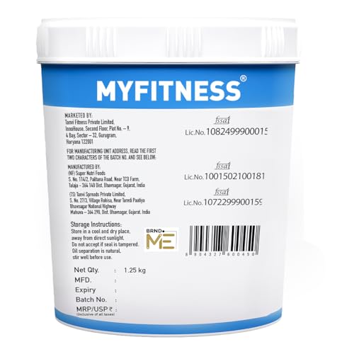 Image of MYFITNESS Original Classic Peanut Butter Smooth 1.25kg | 25g Protein to Boost Energy | Healthy Nut Butter Spread | Vegan | Cholesterol Free, Gluten Free | Zero Trans Fat | Peanut Butter Crunchy