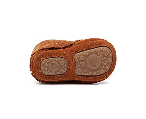 HONGTEYA Leather Baby Moccasins Hard Soled Tassel Crib Toddler Shoes for Boys and Girls…3