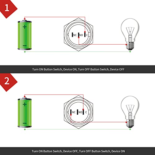 (Pack Of 2) Apiele 19Mm Latching Push Button Switch Waterproof Stainless Steel Metal Flat Top 12V 24V 36 Dc 110V 250V Ac 5A 1No 1Nc Spdt Screw Terminal (Flat Round Latching) #TOP3