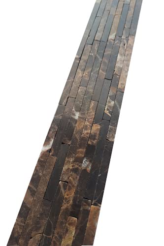 Cenefa con mosaico de mármol, 30 x 4 cm, piedra natural, azulejos marrones, finas varillas B507 Cover