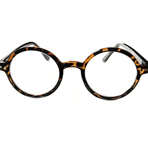 "Maybe Italy" -Retro Vintage Round/Oval Small Fully Magnified Reading Glasses with Sturdy Optical Frames"Lennon" by Miasto Eyewear (+3.00, Tortoise Brown)