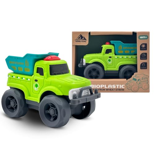 Aigitoy Toddler Car Toys for Boy Girl 1-3 Year Old, Green Recycling Truck, BPA Free, Phthalates Free, PVC, Recycled Plastic, Toddlers Toy for Fine Motor Skills, Birthday for Boys Girls